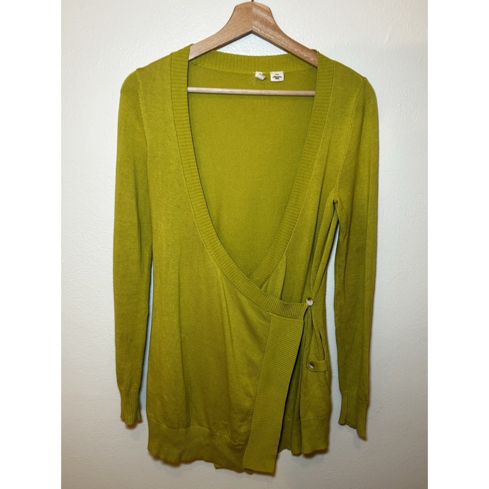 Anthropologie‎ Moth Yellow Green Wrap Sweater Cardigan